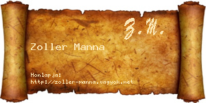 Zoller Manna névjegykártya